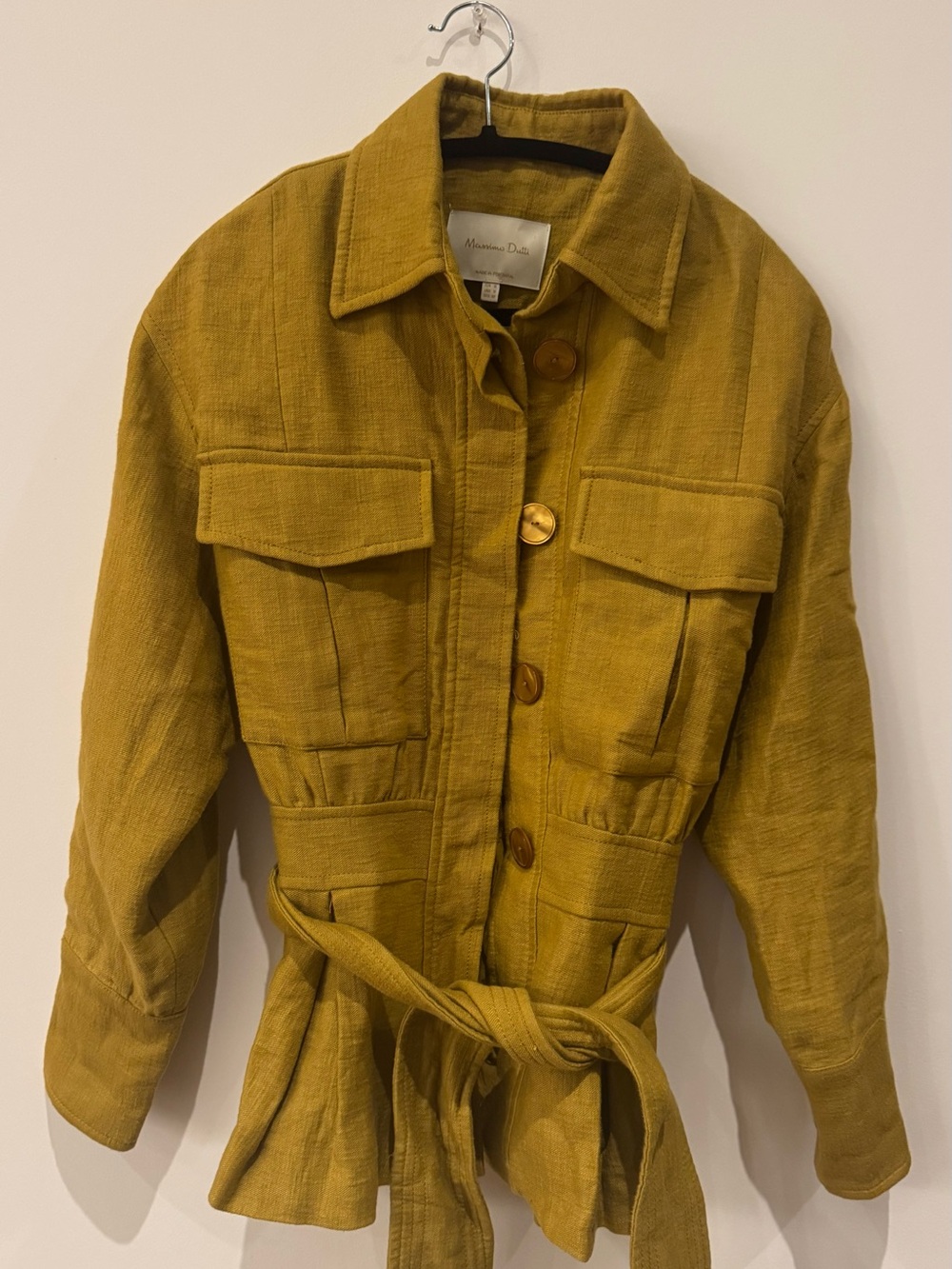Massimo Dutti Mustard  Jacket with Waist Tie Belt